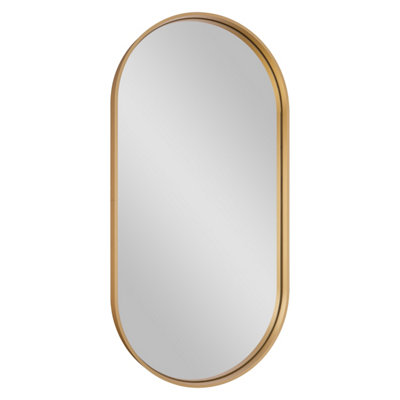 GoodHome Tisa Gold Effect Oval Wall-Mounted Bathroom Mirror (H)80Cm (W)40Cm from B&Q