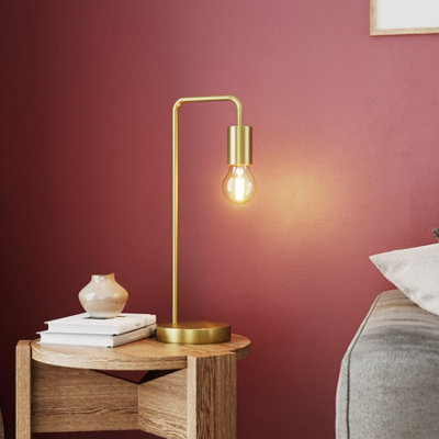 GoodHome Ghlin Round Satin Brass Effect Table Lamp from B&Q