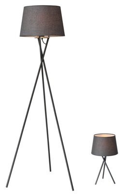 GoodHome Gooban Matt Black Floor & Table Lamp from B&Q