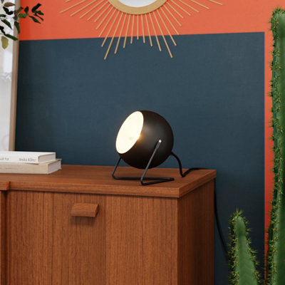 GoodHome Roccheta Round Matt Black Table Lamp from B&Q