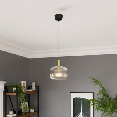 B&Q -  Lybia Satin Brass Effect Pendant Ceiling Light(Dia)250mm