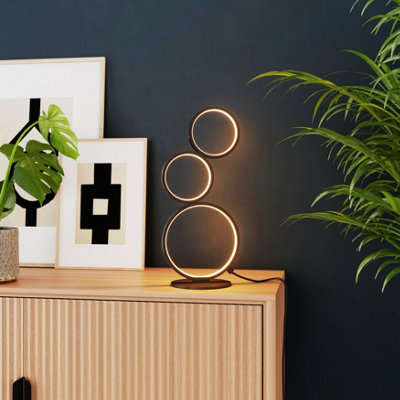 GoodHome Samana Round Matt Black Integrated Led Table Lamp from B&Q