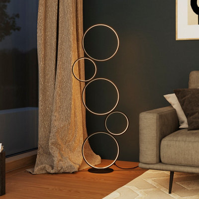 GoodHome Samana 5 Rings Matt Black Led Floor Lamp from B&Q