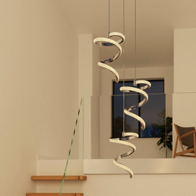 GoodHome Darien Geometric Chrome Effect Led Pendant Ceiling Light(Dia)380mm from B&Q