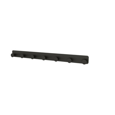 GoodHome Koros Matt Black Steel 7 Hook Rail (L)482mm (H)40mm from B&Q