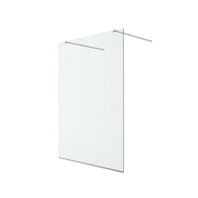 GoodHome Ledava Gloss Chrome Effect Textured Walk-In Wet Room Glass Screen (H)195Cm (W)140Cm from B&Q