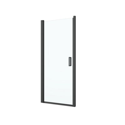 GoodHome Ledava Black Clear Glass Pivot Shower Door (H)195Cm (W)90Cm from B&Q