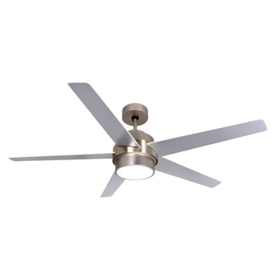 GoodHome Chomsky Modern Brushed Chrome Effect Led Ceiling Fan Light from B&Q