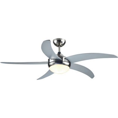 GoodHome Hanki Modern Silver Chrome Effect Ceiling Fan Light from B&Q