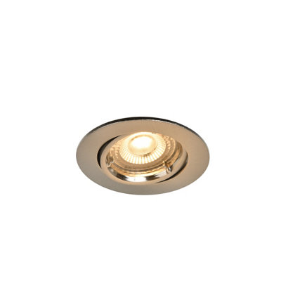 B&Q -  Salk Brushed Chrome Nickel Effect Adjustable Led Warm White Downlight 4.8W Ip20