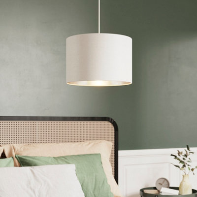 GoodHome Bodmin Beige Silver Effect Round Lamp Shade (D)30Cm from B&Q