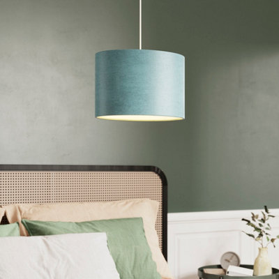 GoodHome Bodmin Light Blue Silver Effect Oval Lamp Shade (D)30Cm from B&Q