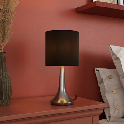 GoodHome Painswick Cylinder Satin Black Nickel Effect Table Lamp from B&Q
