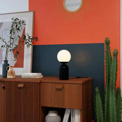 GoodHome Carterton Round Matt Black Table Lamp from B&Q