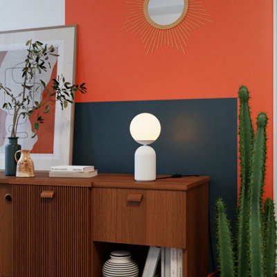 GoodHome Carterton Modern Round Matt Grey Table Lamp from B&Q