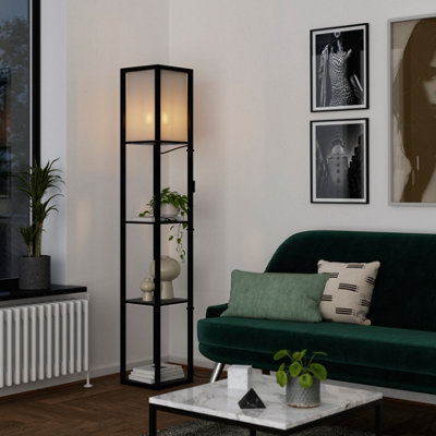 GoodHome Hartland Matt Black & White Floor Lamp from B&Q