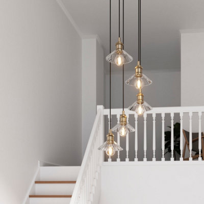 B&Q -  Northwich Round Satin Pewter Effect 5 Lamp Led Pendant Ceiling Light(Dia)250mm