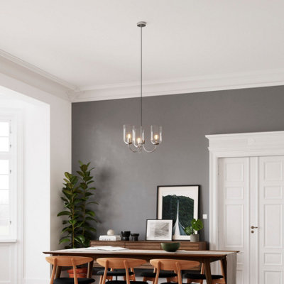 B&Q -  Salford Round Clear Chrome Effect 3 Lamp Led Pendant Ceiling Light(Dia)470mm