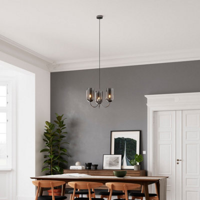 B&Q -  Salford Round Black Chrome Effect 3 Lamp Led Pendant Ceiling Light(Dia)470mm