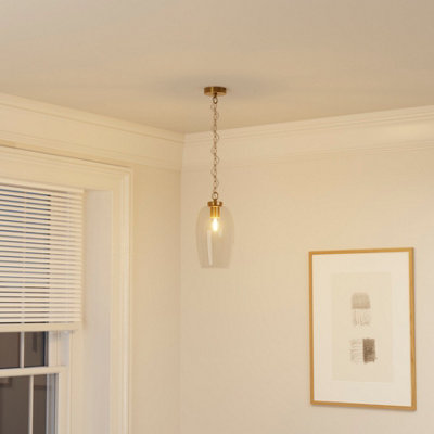 GoodHome Rochford Vintage Satin Antique Brass Effect Pendant Ceiling Light(Dia)170mm from B&Q