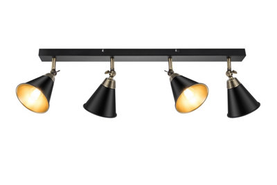 GoodHome Sandown Matt Antique Brass Effect 4 Light Spotlight from B&Q