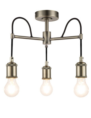 B&Q -  Round Brushed Satin Metal Pewter Effect 3 Lamp Led Ceiling Light