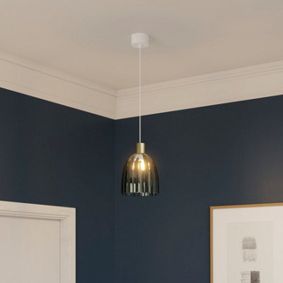 GoodHome Battle Green Brass Effect Round Lamp Shade (D)22Cm from B&Q