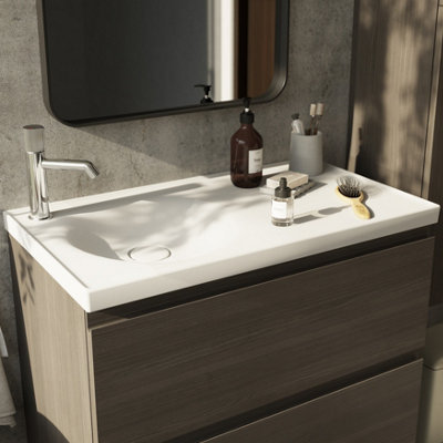 GoodHome Kentia Matt White Rectangular Vanity Basin (W)80.6Cm from B&Q