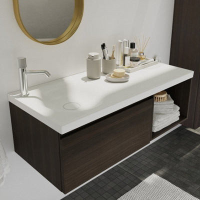 GoodHome Kentia Matt White Rectangular Vanity Basin (W)100.6Cm from B&Q