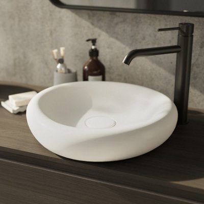 GoodHome Kentia Matt White Round Counter Top Basin (W)39.6Cm from B&Q