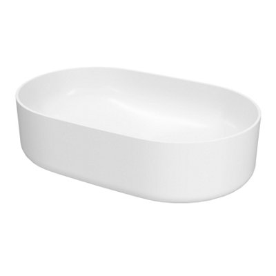 GoodHome Levanna Slim Gloss White Oblong Counter Top Basin (W)48Cm from B&Q