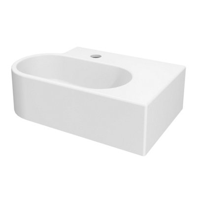 GoodHome Levanna Gloss White Rectangular Wall-Mounted Cloakroom Basin (W)47.3Cm from B&Q