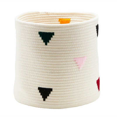 GoodHome Mixxit Triangle White Cotton Foldable Storage Basket (H)30Cm (W)30Cm (D)30Cm from B&Q