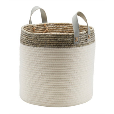 GoodHome Mixxit White Cotton Foldable Storage Basket (H)36Cm (W)30Cm (D)30Cm from B&Q