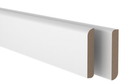  - Fully Finished White Mdf Round & Bullnose Half Round Skirting Board (L)2400mm (W)94mm (T)14.5mm (Dia)95.11mm
