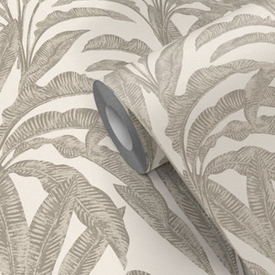 GoodHome Duffy Beige Palm Textured Wallpaper from B&Q