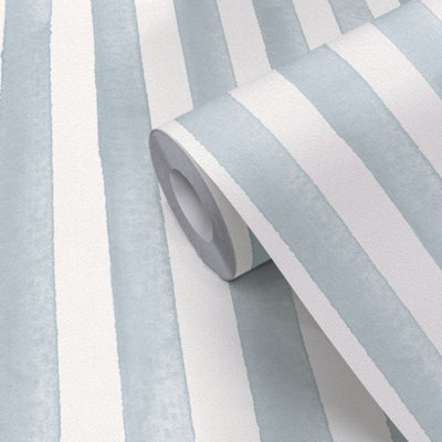 GoodHome Satori Blue Stripes Textured Wallpaper from B&Q