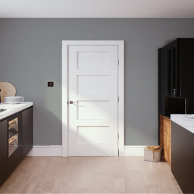 Fortia 4 Panel Unglazed Shaker White Pine Veneer Internal Pine Door(H)1981mm (W)838mm (T)35mm from B&Q
