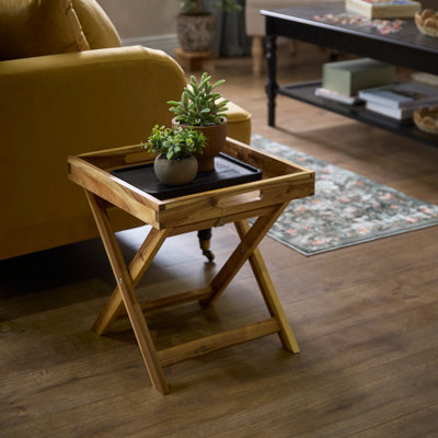 Oak Effect Foldable Tray Table (H)44Cm (W)40Cm from B&Q