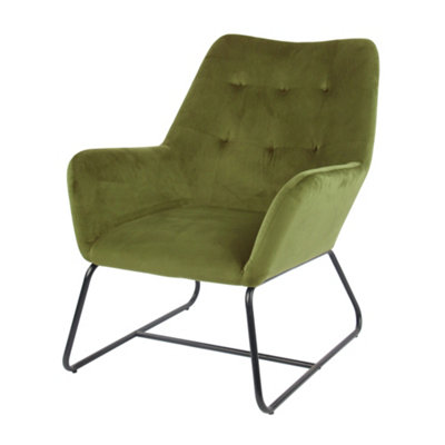 Turio Green Velvet Effect Relaxer Chair (H)800mm (W)650mm (D)815mm from B&Q