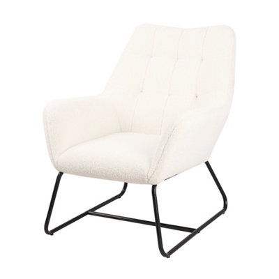Turio Cream Bouclé Effect Relaxer Chair (H)800mm (W)650mm (D)815mm from B&Q