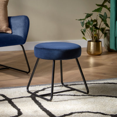 Turio Velvet Effect Blue Metal Stool from B&Q