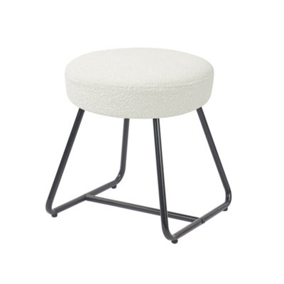 Turio Boucle Cream Metal Stool from B&Q
