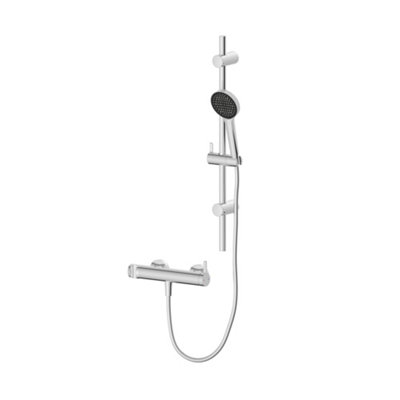 GoodHome Chrome Effect Wall-Mounted Mechanical Mixer Shower Kit & 1.5M Hose Length from B&Q