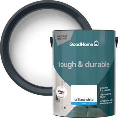 GoodHome Tough & Durable Brilliant White Matt Wall & Ceiling Emulsion Paint5L from B&Q