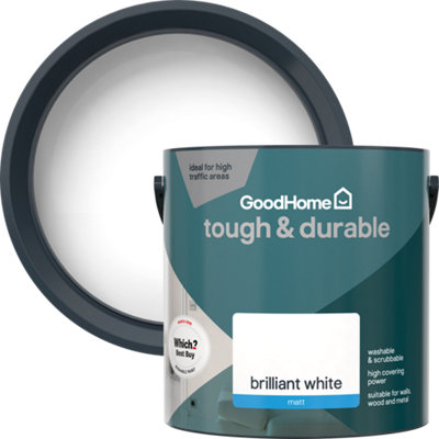 GoodHome Tough & Durable Brilliant White Matt Wall & Ceiling Emulsion Paint2.5L from B&Q