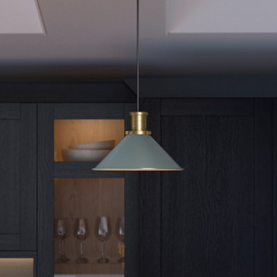 B&Q -  Danvers Green Coolie Cone Lamp Shade (D)26Cm
