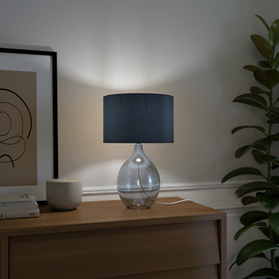 GoodHome Cushing Teardrop Shiny Blue & Beige Table Lamp from B&Q
