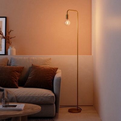 GoodHome Ghlin Satin Brushed Gold Effect Floor Lamp from B&Q