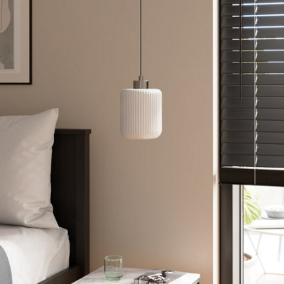 B&Q -  Tremont White Cylinder Lamp Shade (D)14Cm